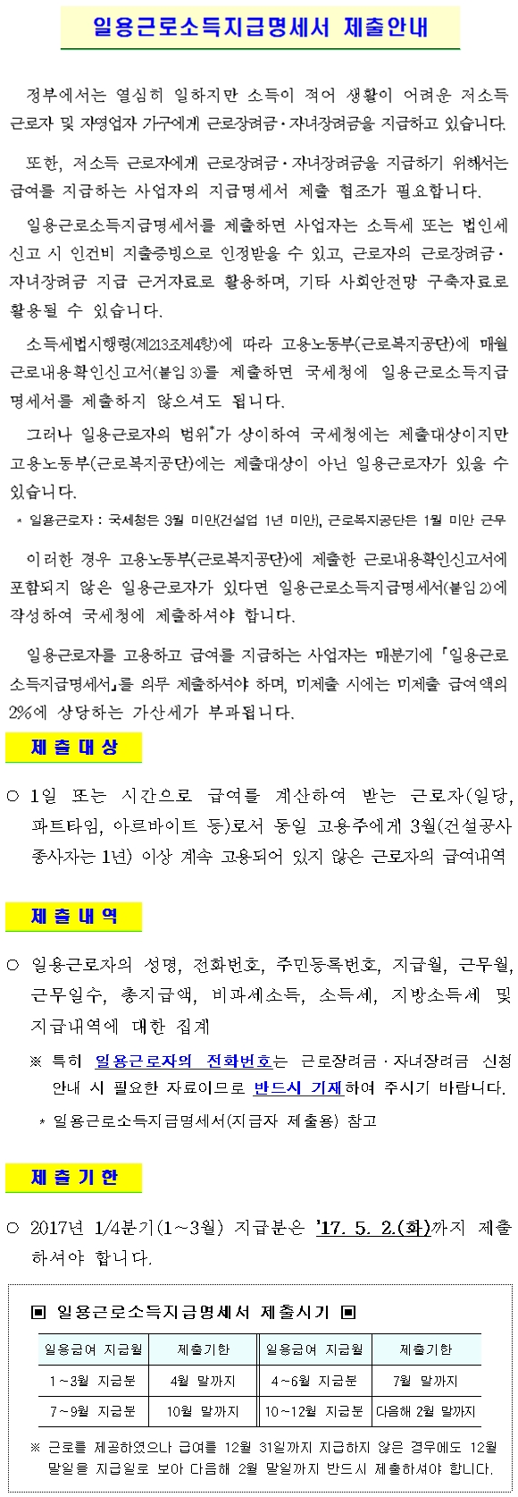 일용근로소득지급명세서 제출안내 이미지 2